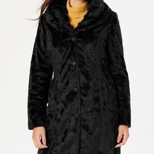Laundry by Shelli Segal, NWOT, black, reversible faux fur/puffer, sz L, midi